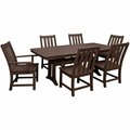 Polywood Vineyard 7-Pc. Mahogany Dining Set w/ Nautical Trestle Table, 2 Arm Chairs & 4 Side Chairs. 633PWS3431MA